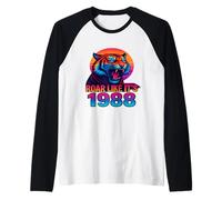 Ruggito Come se Fosse 1988 Vaporwave Tiger Maglia con Maniche Raglan