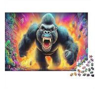 Rugito di gorilla - Carta resistente - Re Kong che ruggisce nella giungla infuocata - Puzzle - Stimolante per la mente - Antistress - 70x50cm/1000 pezzi