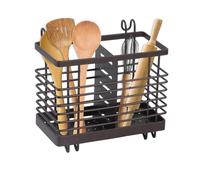 RUGLAMZHIP Portaposate Scolaposate, Cestello Scolaposate, Portaposate da Cucina, Contenitore Portautensili da Cucina in Metallo per Utensili da Cucina, Bacchette, Cucchiaio, Forchetta （Marrone）