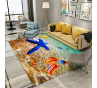 RUGMRZ Arredo Camera Da Letto 140X200Cm Tappeto Per Salotto Blu Accessori Cameretta Bimba Tappeti Economici Ragazzo Sedia Lettopaisaje De Playa Concha Cocotero Cielo Azul Estrella