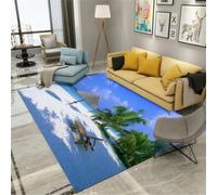 RUGMRZ Camera Da Letto Accessori 180X250Cm Moquette Per Pavimenti Blu Tappeto Gattonare Lavabile Bambini Geometrico Scendiletto Tappetopaisaje De Playa Concha Cocotero Cielo Azul