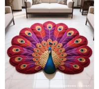 RUGMRZ Tapetto Cucina Moderni Antiscivolante Resistente All'Inquinamento Decorazione Con Disegno Di Pavone Lavabile Arredamento Rosso Tappeto Inter Corridoio Moderno 160X230CM