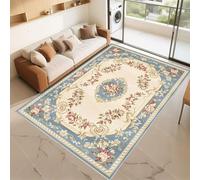 RUGMRZ Tappeti Antiscivolo Blu beige 180x270cm, Pelo Corto Grandi Retro disegno di fiori per il soggiorno camera da letto sul lato del letto