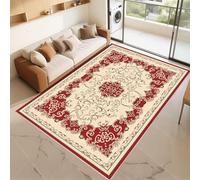 RUGMRZ Tappeti da Salotto Antiscivolo Rosso beige 80x120cm, Pelo Corto Ingresso Interno Retro disegno di fiori per il soggiorno camera da letto sul lato del letto