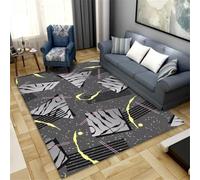 RUGMRZ Tappeto Cameretta Bambini 90x150CM antiscivolo Nero salotto moderno a righe grigie resistente allo sporco. accessori camera da letto ra