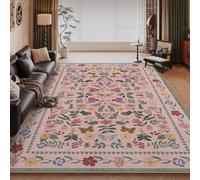RUGMRZ Tappeto Cameretta Bimba Lavabile Rosa 120x160CM, Flor moderna for Camera Bambini,Corridoio,Sotto Sedia Ufficio