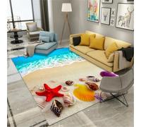 RUGMRZ Tappeto Entrata Interno 180X250Cm Moderno Blu Grande Camera Da Letto Design Antiscivolo Tappeti Cameretta Paisaje De Playa Cáscara Cocotero Azul Cielo Rojo