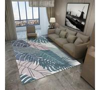RUGMRZ Tappeto Fuori Porta Tappeti Camera Bambini 150x200CM Neonati Gattonamento Blu Lavabile con motivo di foglie verdi. Bimbi