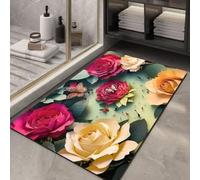 RUGMRZ Tappeto Inter Antiscivolante Resistente All'Inquinamento Lavabile Salotto Fiore Modello Giallo Verde Tappetino Doccia Antiscivolo Rosso Per Gattonare Cameretta Bimba 150X150CM