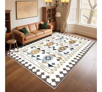 RUGMRZ Tappeto Inter Facile da pulire 120x180cm Riso bianco, Modello geometrico moderno blu per il letto in camera da letto