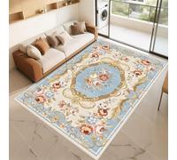 RUGMRZ Tappeto Letto Antiscivolo Blu 70x100cm, Pelo Corto Entrata Esterno Retro disegno di fiori per il soggiorno camera da sul lato del