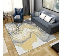 RUGMRZ Tappeto Moquette Lavabili In Lavatrice Giallo grigio 180x200cm, Su Misura Grandi Design a strisce astratte per soggiorno e sala da pranzo