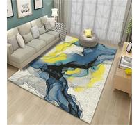RUGMRZ Tappeto Scendiletto Lavabile Blu, giallo, grigio 170x240cm, Morbido Grande I modelli di inchiostro astratti sono utilizzati nei soggiorni e nelle camere da letto degli adolescenti