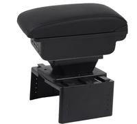 RUGPDA Auto Console Centrale Bracciolo per Nissan micra k12 k13 k14, con Interfaccia USB Doppio Strato in Pelle Poggiabraccio Vano Portaoggetti Box Accessori Interni Nero,Black Line-A