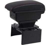 RUGPDA Auto Console Centrale Bracciolo per Nissan micra k12 k13 k14, con Interfaccia USB Doppio Strato in Pelle Poggiabraccio Vano Portaoggetti Box Accessori Interni Nero,Red Line-A
