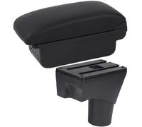 RUGPDA Auto Console Centrale Bracciolo per Nissan micra k12 k13 k14, con Interfaccia USB Doppio Strato in Pelle Poggiabraccio Vano Portaoggetti Box Accessori Interni Nero,Black Line-B
