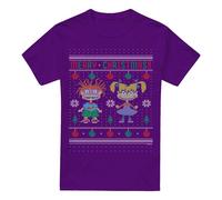 Rugrats Merry Ugly Maglietta Chucky e Angelica Maglione di Natale Uomo (TV6325)