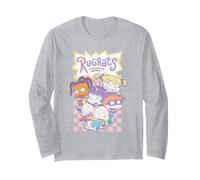 Rugrats Pastel Checkerboard Character Group 90's Cartoon Maglia a Manica