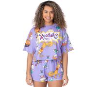 Rugrats Viola Logo & Character All-Over Print Pigiama a maniche corte a gamba co