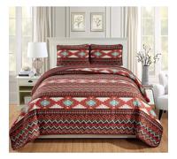 Rugs 4 Less Rustic Southwestern Quilt Stitched Western Bedspread Bedding Set with Tribal Native American Patterns - Utah Brown, Twin