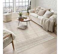 Rugs by Desire Maia Tappeto per soggiorno lavabile, morbido polipropilene, a pelo basso, retro in cotone antiscivolo, per eleganti spazi interni, beige, 120 x 180 cm (rettangolare)