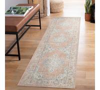 Rugs by Desire Maia Tappeto per soggiorno lavabile, morbido polipropilene, a pelo basso, retro in cotone antiscivolo, per eleganti spazi interni, corallo, 60 x 220 cm (rettangolare)