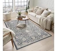 Rugs by Desire Maia Tappeto per soggiorno lavabile, morbido polipropilene, a pelo basso, retro in cotone antiscivolo, per eleganti spazi interni, blu navy, 120 x 180 cm (rettangolare)