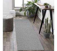 Rugs by Desire Tappeto semplice a pelo basso per soggiorno, moderno, trapuntato, per soggiorno, con retro in feltro, argento, 57 x 220 cm