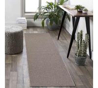 Rugs by Desire Tappeto semplice a pelo basso per soggiorno, moderno, trapuntato, per soggiorno, con retro in feltro, beige scuro, 57 x 220 cm