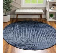 Rugs.com Tappeto collezione Angelica - Tappeto rotondo blu medio da 1,8 m perfetto per cucina, sala da pranzo