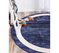 Rugs.com Tappeto della collezione Angelica - Tappeto rotondo da 1,8 m, colore blu navy, misura media, perfetto per cucina, sala da pranzo