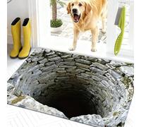 Rugs That Look Like a Hole, Dog Gets Scared of 3D Hole Carpet, 3D Trap Optical Visual Illusion Rugs, Optical Illusion Rug, for Door Entrance, Bathroom, Stairs, Living Room Decor (A,15.7 * 23.6in)