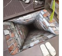 Rugs That Look Like a Hole, Dog Gets Scared of 3D Hole Carpet, 3D Trap Optical Visual Illusion Rugs, Optical Illusion Rug, for Door Entrance, Bathroom, Stairs, Living Room Decor (H,15.7 * 23.6in)