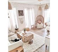 rugsx Flokati Tappeto in lana greca, per il salotto, la camera da letto, la camera dei bambini, copriletto, Colore naturale, alta qualità, bianco 55x110 cm