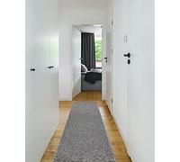 rugsx Passatoia corridoio SOFFI shaggy 5cm; per la cucina, la sala, il corridoio, tappeto a pelo lungo, grigio 70x200 cm