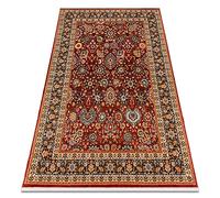 rugsx Tappeto di lana KESHAN frange, classico orientale, tappeti tradizionali, per la camera da letto, soggiorno, alta qualità bordeaux/blu scuro 80x145 cm