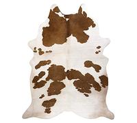 rugsx Tappeto in Pelle Bovina Artificiale Cowhide, Mucca, Motivo Animali, Finta Pelle, Tappeto per Soggiorno, casa, Camera da Letto, DIY Crafts, Bianco Marrone 155x195 cm
