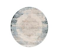 RugVista Alaska, Tappeto Moderno, Pelo Corto, ∅ 300 cm, Rotondo, Qualità cert. OEKO-TEX Standard 100, PP, Corridoio, Camera da Letto, Cucina, Salotto, Sala da Pranzo, Ufficio, Azzurro/Crema