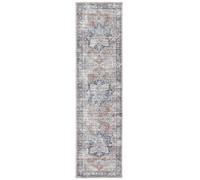 RugVista Dhabi Oriental, Tappeto Moderno, Pelo Corto, 80 x 300 cm, Runner/Passatoia, Qualità cert. OEKO-TEX Standard 100, Ciniglia/Iuta, Corridoio, Camera da Letto, Cucina, Salotto, Terracotta/Blu