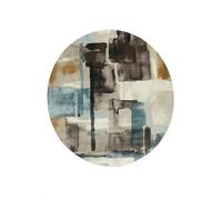 RugVista K-pax, Tappeto Moderno, Pelo Corto, ∅ 150 cm, Rotondo, Qualità cert. OEKO-TEX Standard 100, PP, Corridoio, Camera da Letto, Cucina, Salotto, Sala da Pranzo, Ufficio, Marrone/beige