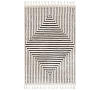 RugVista Larache, Tappeto, Shaggy/Handloom, 230 x 160 cm, Rettangolare, Pelo medio, Lavabile solo a secco, oeko_tex_100, Bianco crema Nero