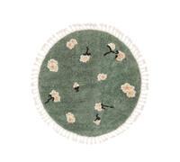 RugVista Linnea, Tappeto cameretta bimbi, ∅ 100 cm, Rotondo, Tappeto per bambini, Polipropilene, Fabbricato a macchina, Tappeto da gioco per bambini, No sostanze nocive, Verde