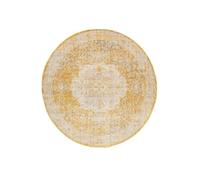 RugVista Nadia, Tappeto Moderno, Pelo Corto, ∅ 200 cm, Rotondo, Qualità cert. OEKO-TEX Standard 100, PP, Corridoio, Camera da Letto, Cucina, Salotto, Sala da Pranzo, Ufficio, Giallo