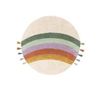 RugVista Rainbow, Tappeto cameretta bimbi, ∅ 150 cm, Rotondo, Tappeto per bambini, Cotone, Realizzato a mano, Tappeto da gioco per bambini, No sostanze nocive, Bianco Spento/Multicolore