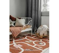 RugVista Road map Tappeto per bambini, 160 x 230 cm, Ruggine/Multi | Moderni, Bambini, Rettangolare, Pelo corto, Lavabile in lavatrice, Oeko-Tex 100, Senza sostanze chimiche pericolose