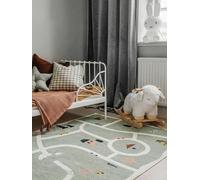 RugVista Road map Tappeto per bambini, 160 x 230 cm, Verde/Multi | Moderni, Bambini, Rettangolare, Pelo corto, Lavabile in lavatrice, Oeko-Tex 100, Senza sostanze chimiche pericolose
