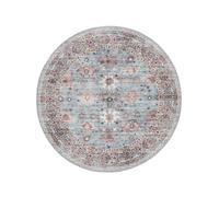 RugVista Shabibi Oriental, Tappeto Moderno, Pelo Corto, ∅ 160 cm, Rotondo, Qualità cert. OEKO-TEX Standard 100, Ciniglia/Iuta, Corridoio, Camera da Letto, Cucina, Salotto, Ufficio, Azzurro