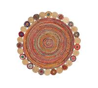 RugVista Solana Dot Jute, Tappeto per interni ed esterni, Tappeti moderni, Ø 200 cm, Rotonda, Pelo medio, Soggiorno, Sala da pranzo, Camera letto, Porch, Lavabile solo a secco, Resistente ai raggi UV,