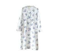 RUHANE Camicie da Notte in Cotone da Donna, morbide Maniche Lunghe Leggere Pigiama da Notte da Donna,Blu,XL