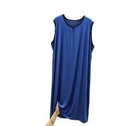 RUHANE Camicie da Notte Senza Maniche da Uomo, Pigiama Modale Classico da Uomo Camicia da Notte Ultra Morbida Camicia da Notte Ampia L-3XL,Blu,XL